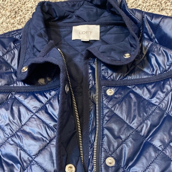 LOFT Navy Blue Lightweight Quilted Parka Jacket - Picture 8 of 11